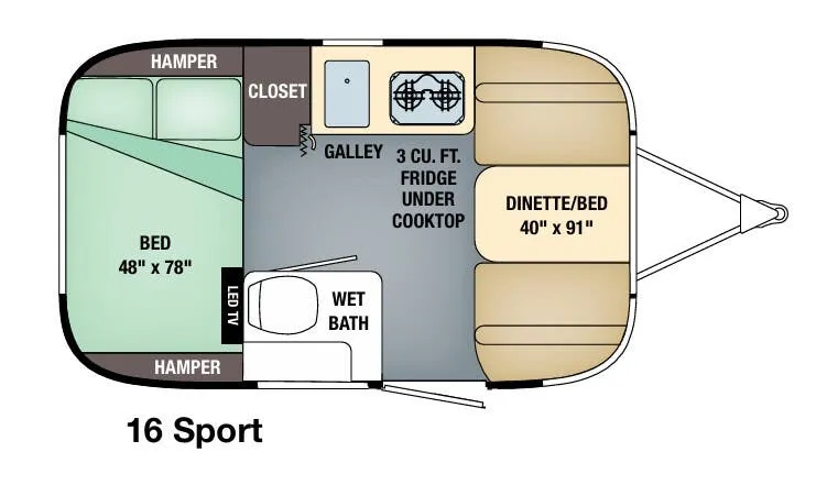 Airstream Sport 16 floor plan