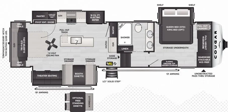 Keystone Cougar 316RLS floor plan