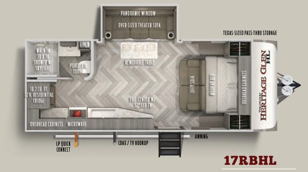 Forest River Wildwood Heritage Glen Hyper-Lyte 17RBHL floor plan