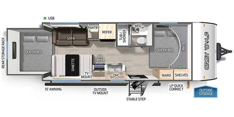 2025 Forest River Cherokee Grey Wolf 19SM floor plan