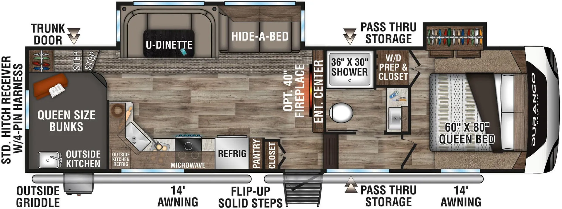 K-Z Durango Half-Ton D286BHD floor plan