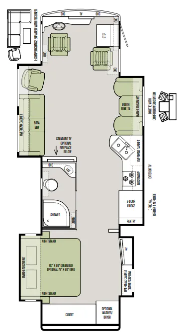 Tiffin Allegro Red 33 AA floor plan