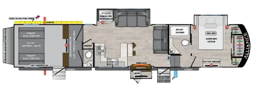 Alliance RV Valor 40V13 floor plan