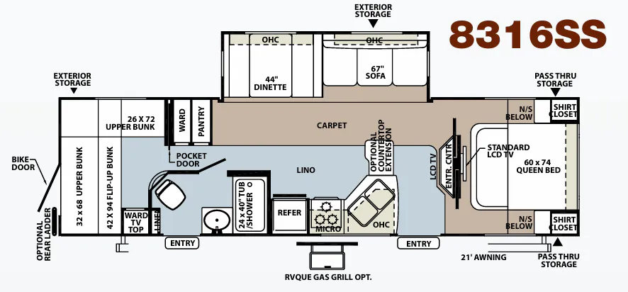 Forest River Rockwood Signature Ultra Lite 8316SS floor plan