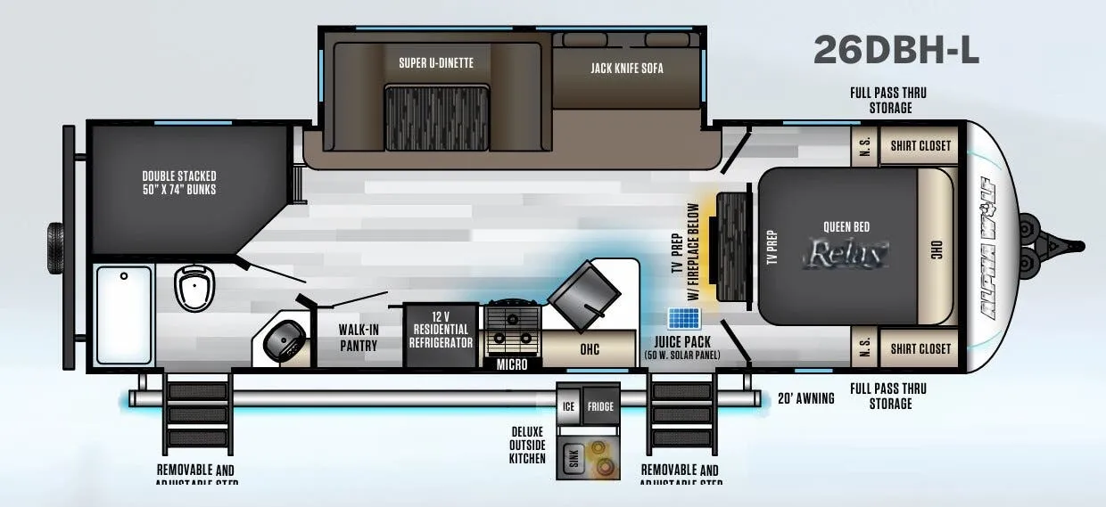 2022 Forest River Cherokee Alpha Wolf 26DBH-L - Floor plan