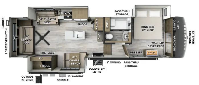 Forest River Rockwood Signature R372RL floor plan