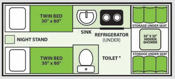 Aliner Evolution 15 TWIN BED floor plan