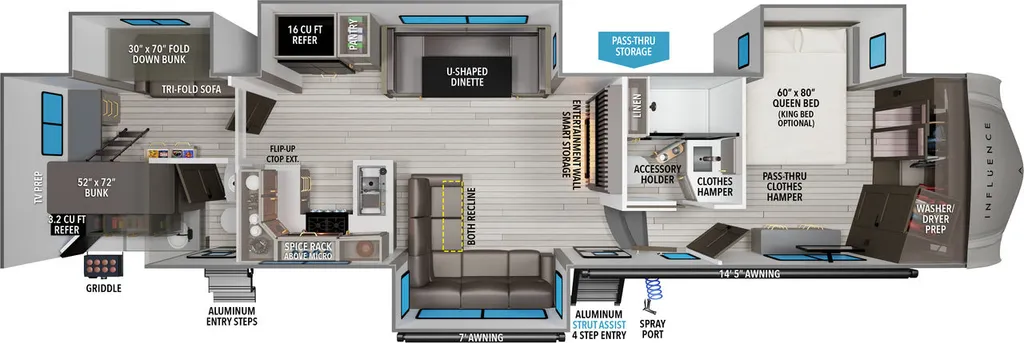 2026 Grand Design Influence 3904BH floor plan