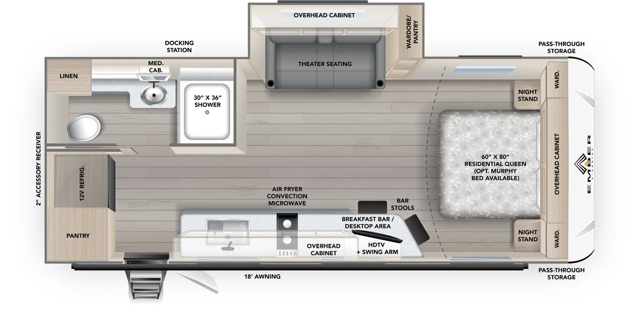 2025 Ember RV E-Series 21FBE - Floor plan
