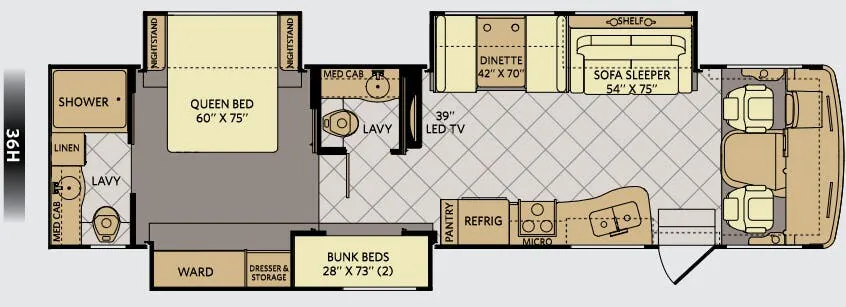 Fleetwood Bounder Classic 36H floor plan
