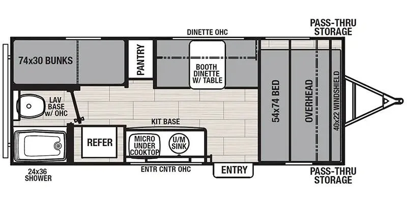 Coachmen Northern Spirit Bijou 17BHB floor plan