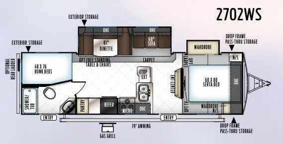 Forest River Rockwood Ultra Lite 2702WS floor plan