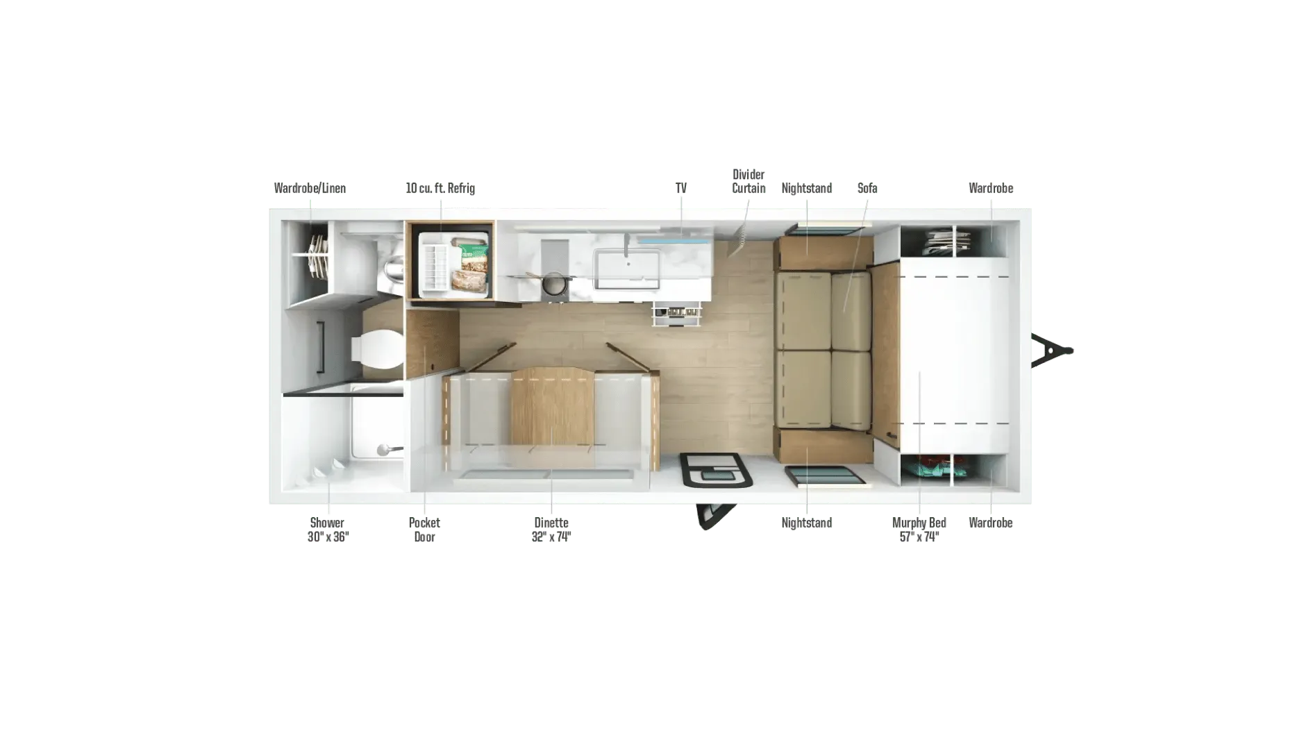 2027 Winnebago Micro Minnie 2000MRB - Floor plan