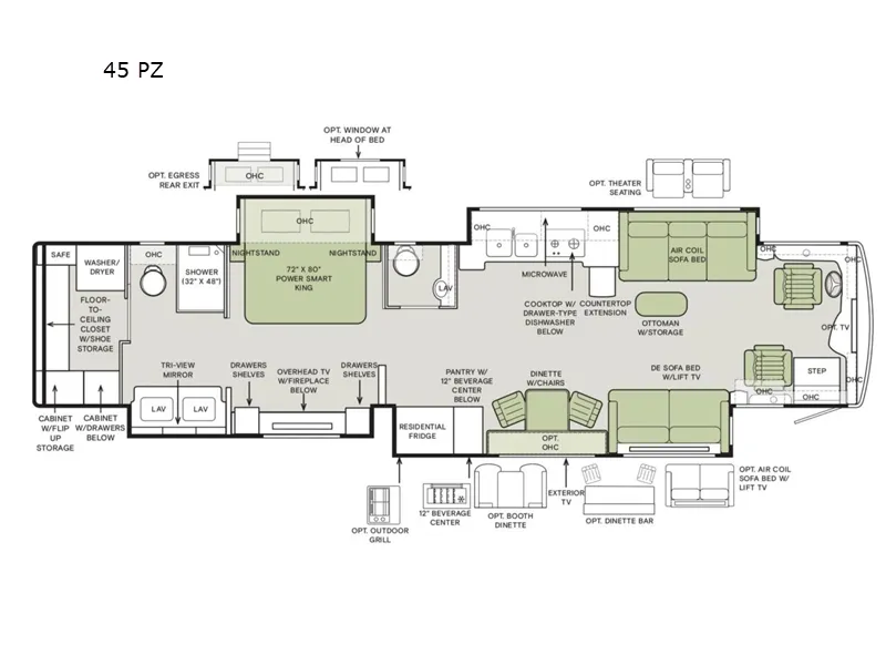 2026 Tiffin Zephyr 45 PZ floor plan