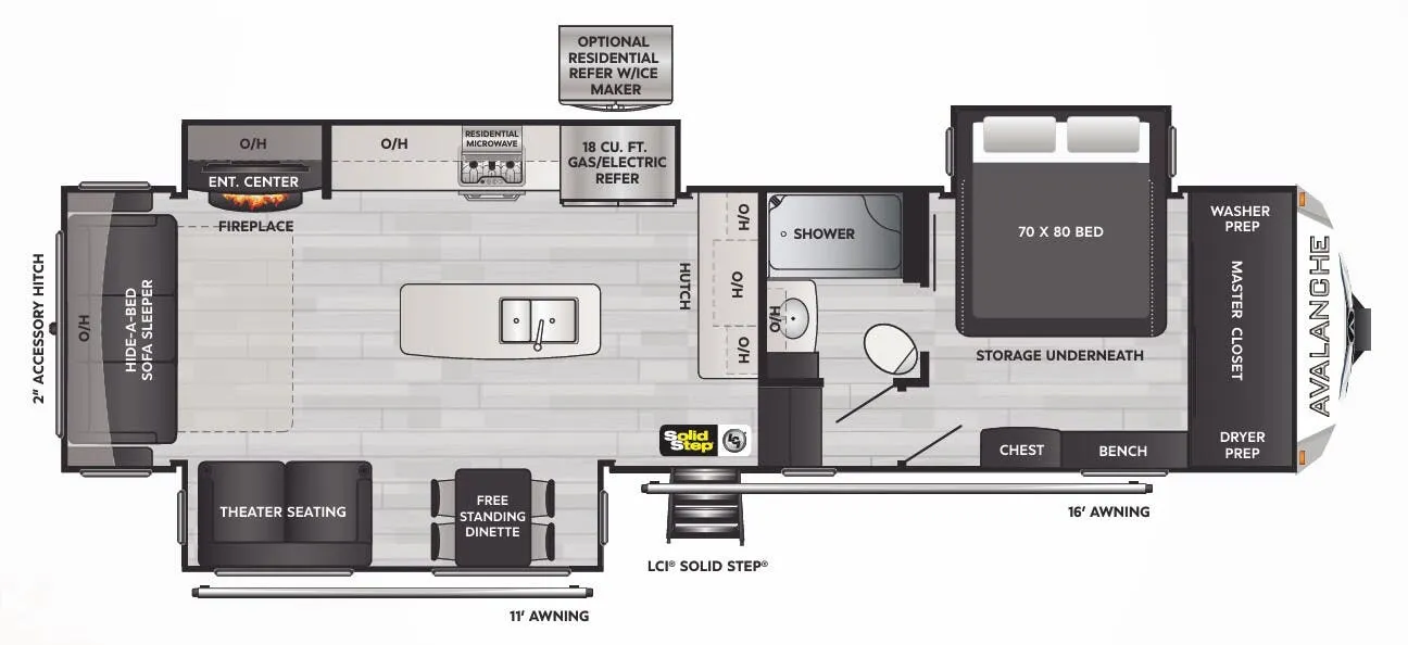Keystone Alpine Avalanche Edition 322RL floor plan