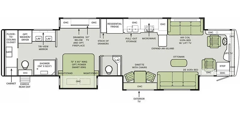 Tiffin Allegro Bus 45 FP floor plan