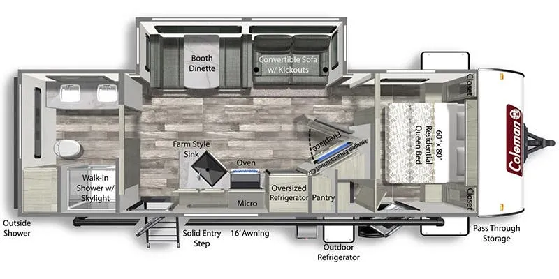 2024 Dutchmen Coleman Light 2625RB - Floor plan