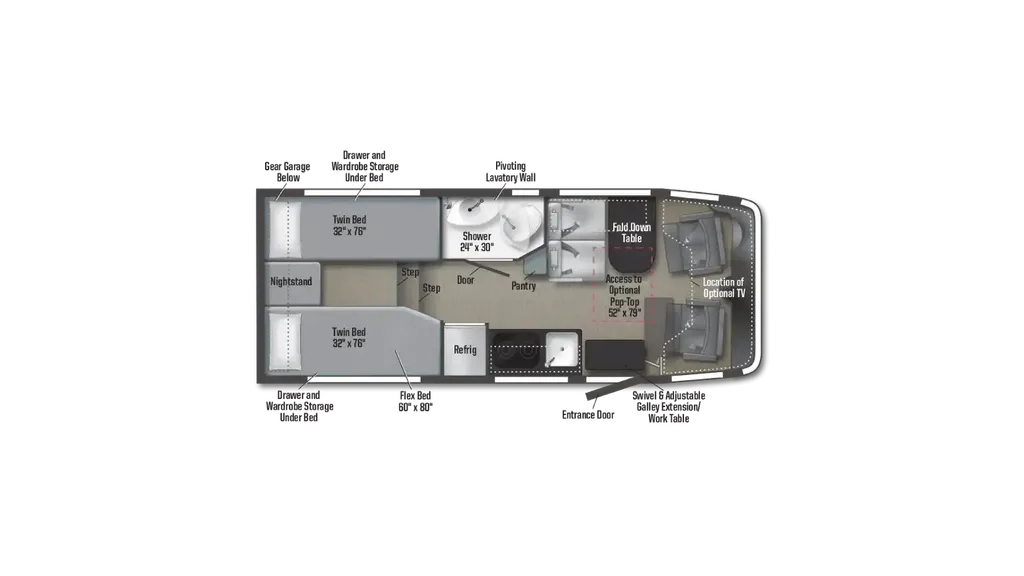 2025 Winnebago EKKO 22A floor plan