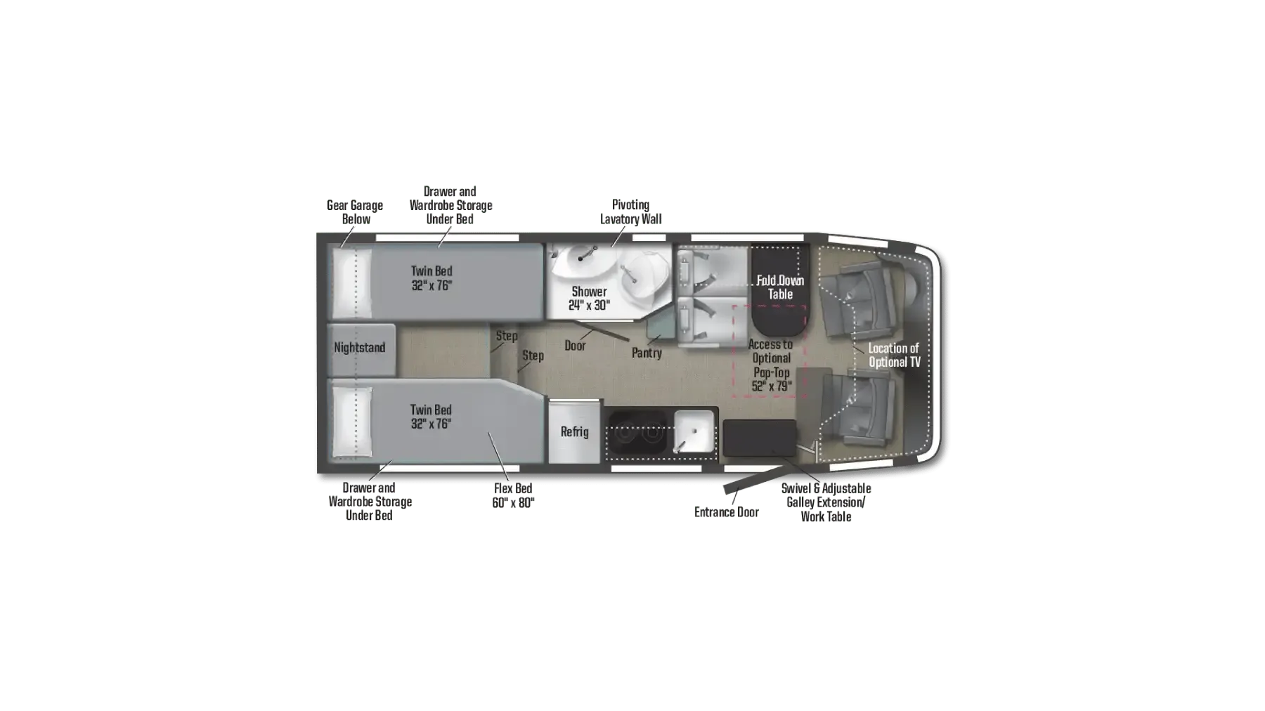 2025 Winnebago EKKO 22A - Floor plan