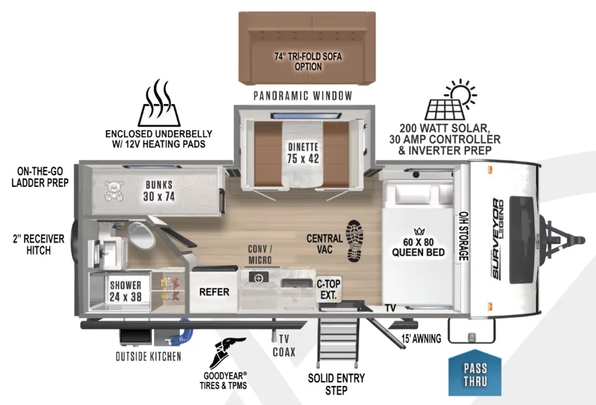 2024 Forest River Surveyor Legend 19BHLE - Floor plan
