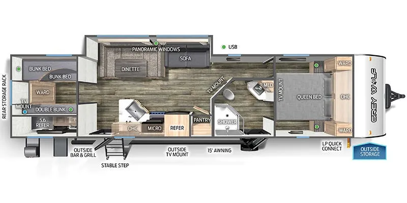 2023 Forest River Cherokee Grey Wolf 29TE - Floor plan