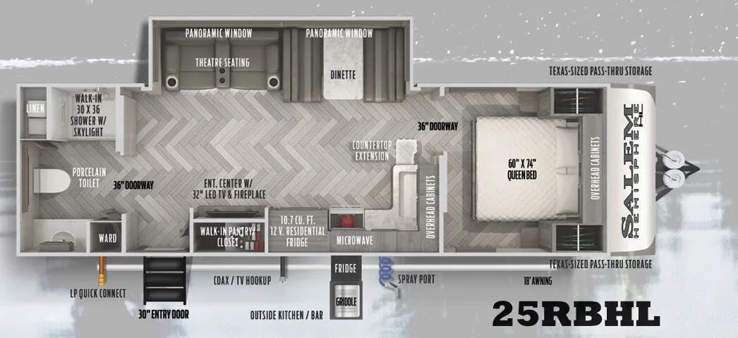 2022 Forest River Salem Hemisphere Hyper-Lyte 25RBHL - Floor plan