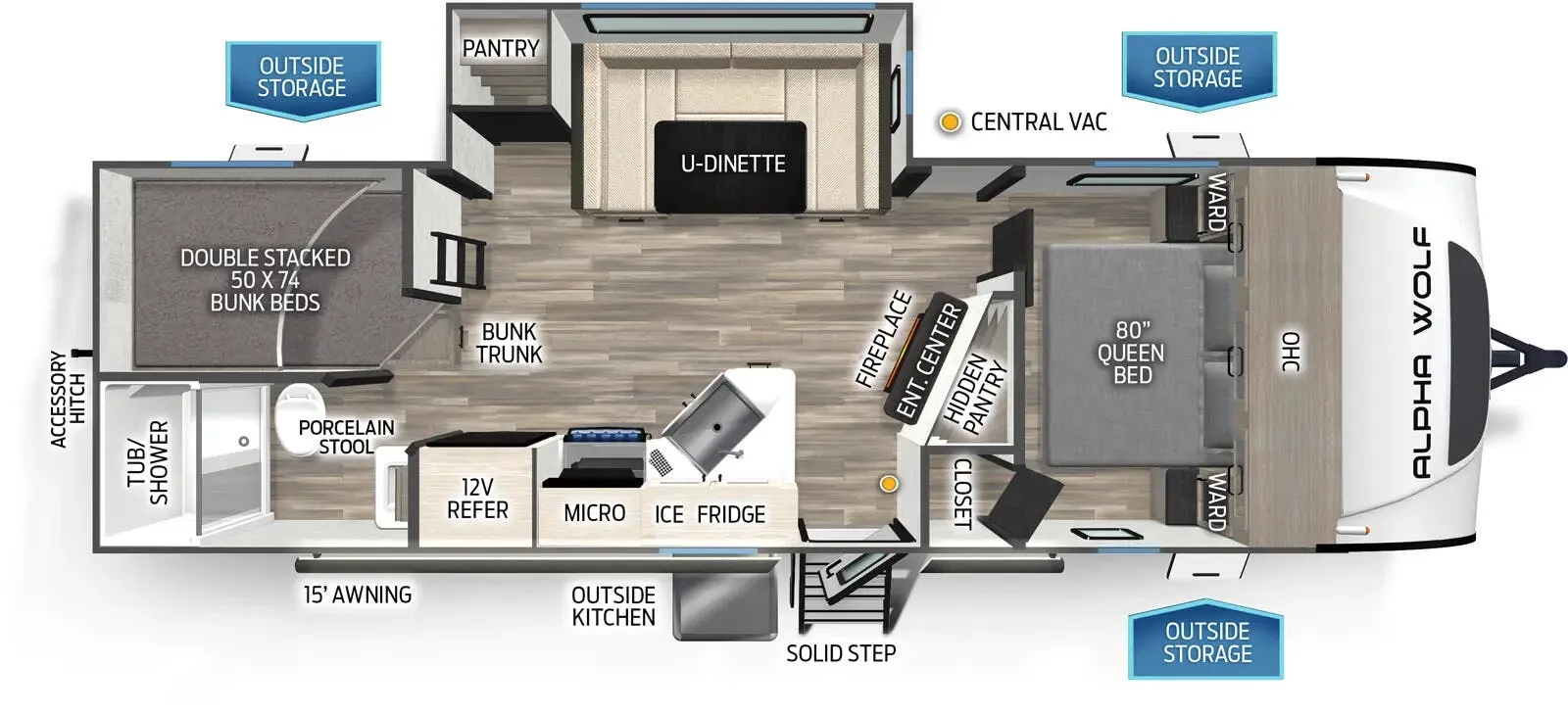 Forest River Cherokee Alpha Wolf 23DBH floor plan
