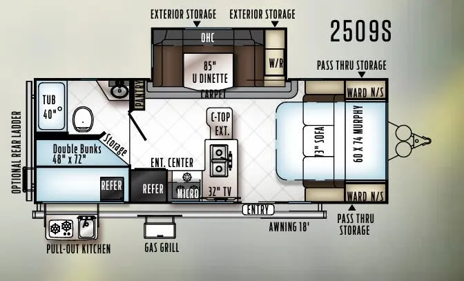 Forest River Rockwood Mini Lite 2509S floor plan