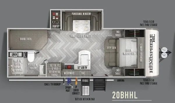 Forest River Salem Hemisphere Hyper-Lyte 20BHHL floor plan