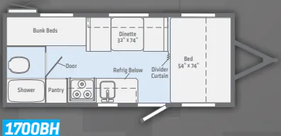 Winnebago Micro Minnie 1700BH floor plan