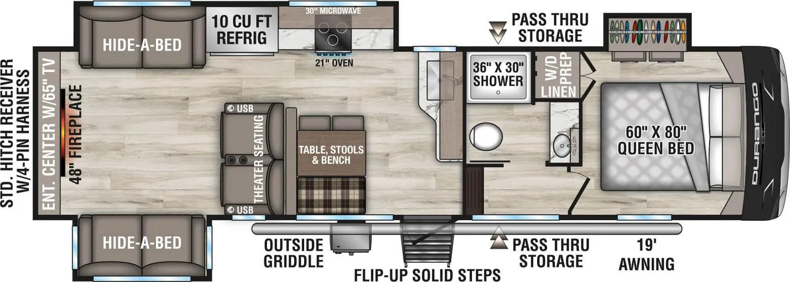 K-Z Durango Half-Ton D290RLT floor plan