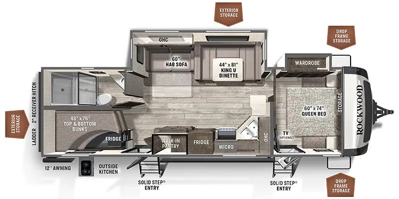 2022 Forest River Rockwood Ultra Lite 2706WS - Floor plan