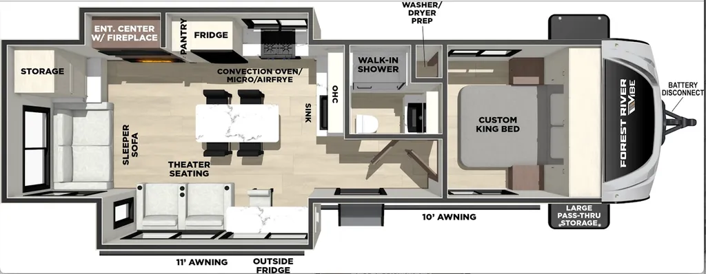 2026 Forest River Vibe Rear Livingroom floor plan