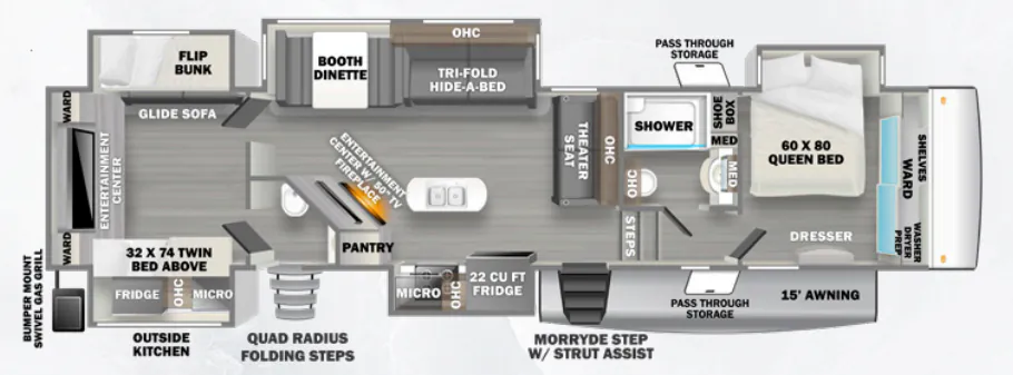 2022 Forest River Sierra Luxury 384QBOK - Floor plan