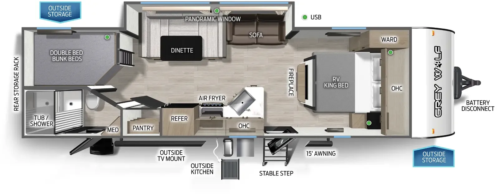 2026 Forest River Cherokee Grey Wolf 26DBH - Floor plan
