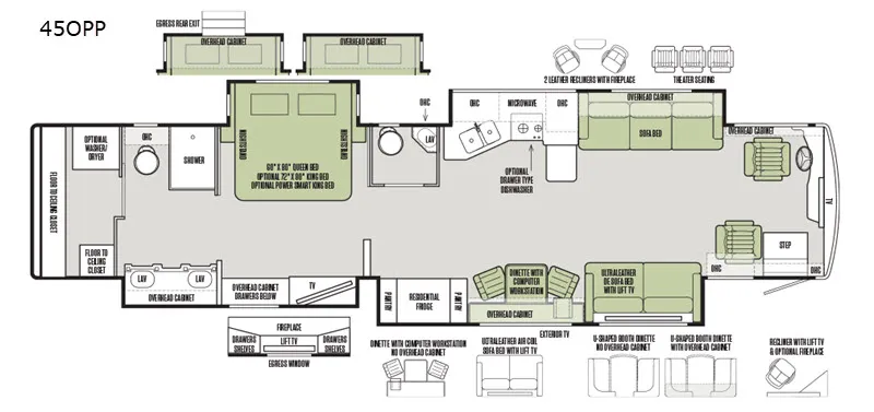 2018 Tiffin Allegro Bus 45 OPP - Floor plan