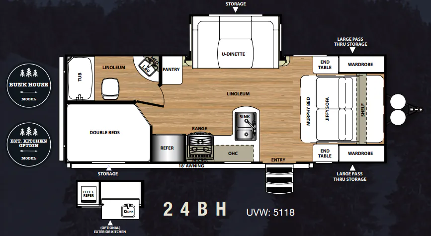Forest River Salem Hemisphere Hyper-Lyte 24BH floor plan
