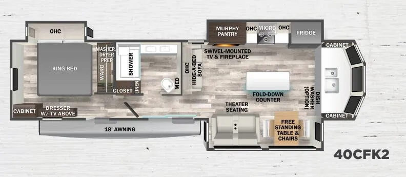 Forest River Cedar Creek Cottage 40CFK2 floor plan