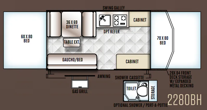 Forest River Rockwood Freedom 2280BH floor plan