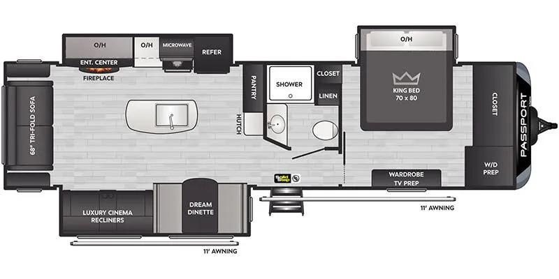 Keystone Passport Grand Touring East 3100RE floor plan