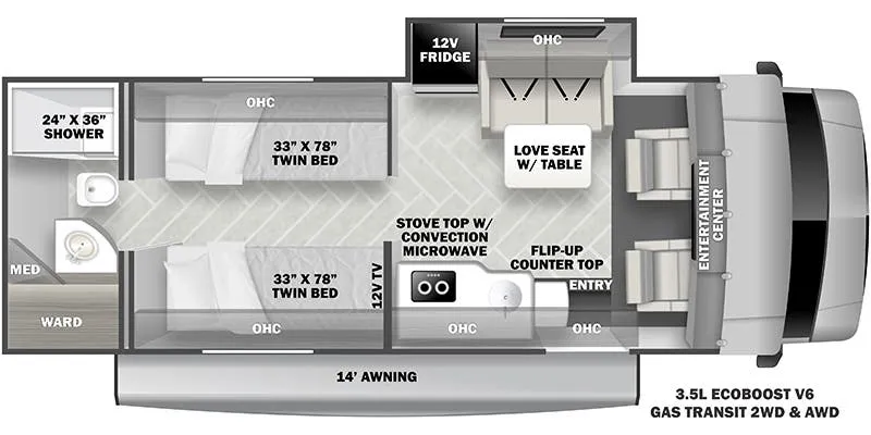 Forest River Sunseeker TS2370 floor plan