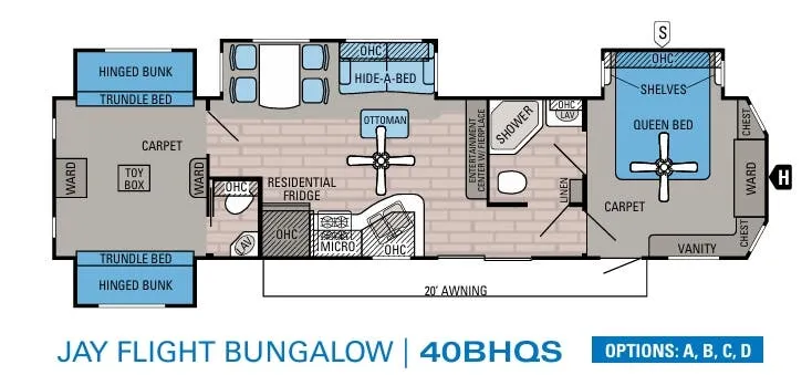 Jayco Jay Flight Bungalow 40FSDS floor plan