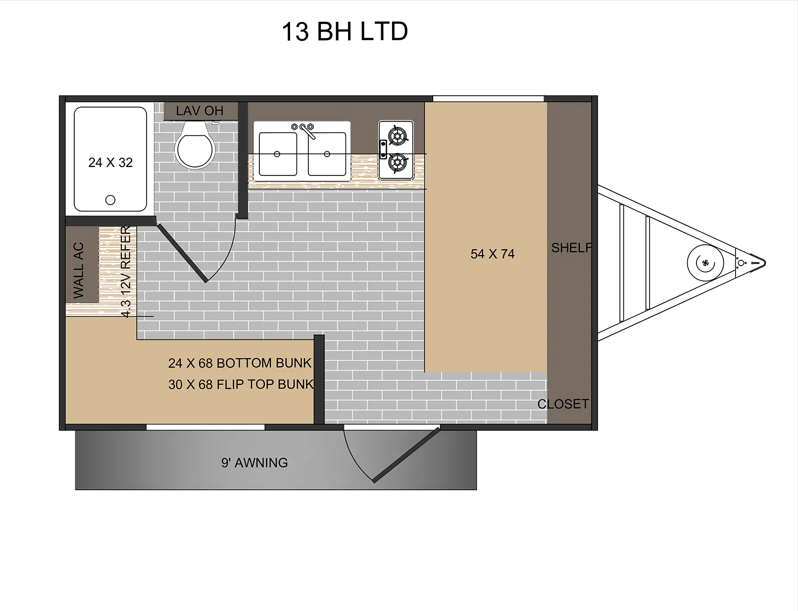 2025 Sunset Park RV Sun Lite LTD 13BH - Floor plan