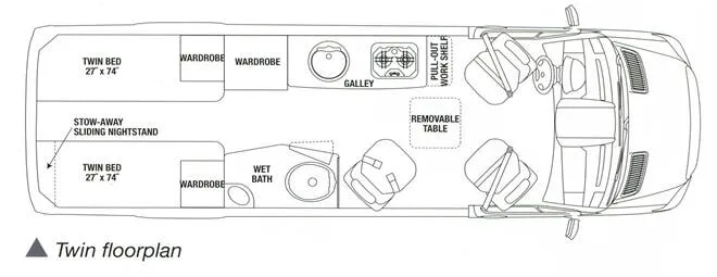 Airstream Interstate TWIN floor plan