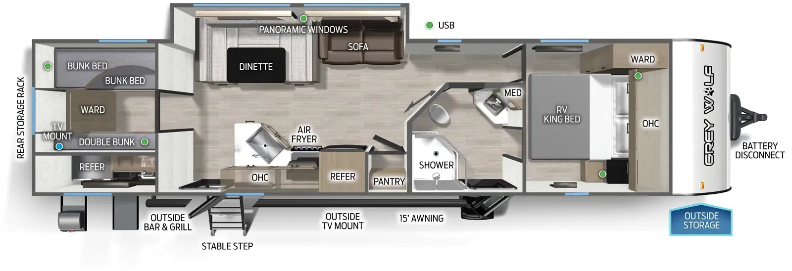 2027 Cherokee Grey Wolf 29TE - Floor plan