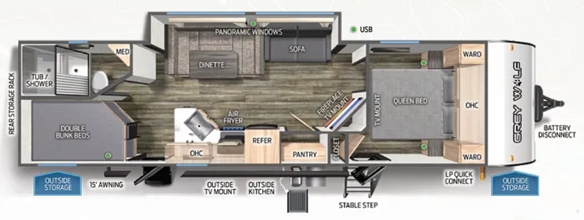 Forest River Cherokee Grey Wolf 27DBH floor plan