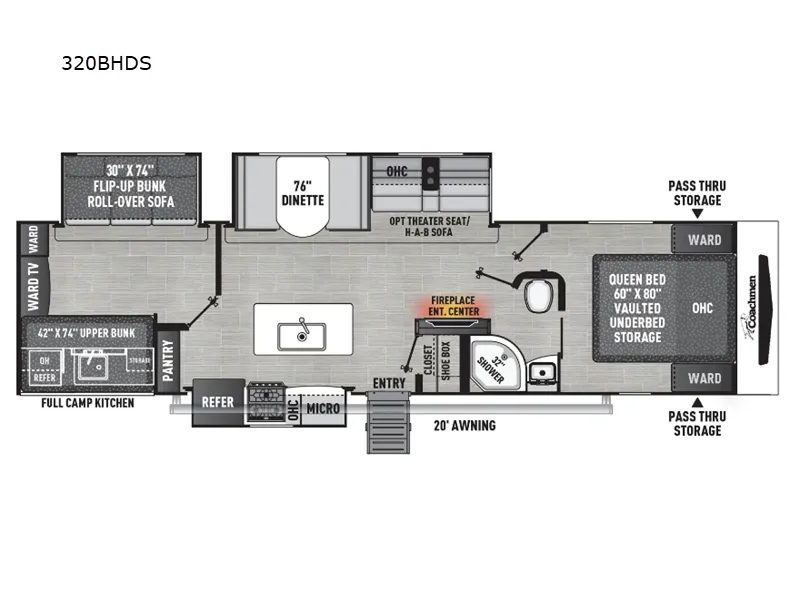 2026 Coachmen Freedom Express Ultra Lite 320BHDS - Floor plan