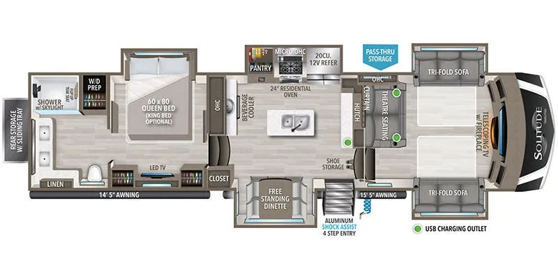 2024 Grand Design Solitude 382WB floor plan