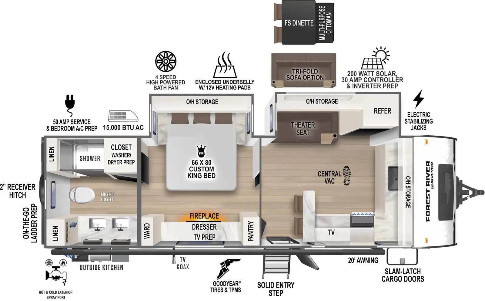 2025 Forest River SURVEYOR 268FKBS - Floor plan