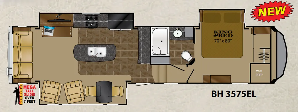2017 Heartland Bighorn 3575EL floor plan